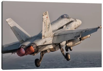 A F/A-18C Hornet Taking Off From USS George H.W. Bush Canvas Art Print