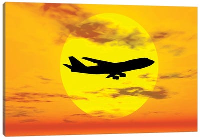 Silhouette Of A Boeing 747 Jet Canvas Art Print