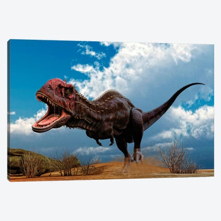 A Majungasaurus Breaks Into A Run Upon Seeing Prey Canvas Print #TRK2717} by Philip Brownlow Canvas Art Print