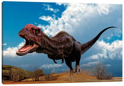 A Majungasaurus Breaks Into A Run Upon Seeing Prey Canvas Art Print