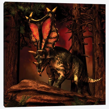 Chasmosaurus Was A Ceratopsid Dinosaur From The Upper Cretaceous Period Canvas Print #TRK2723} by Philip Brownlow Canvas Art Print