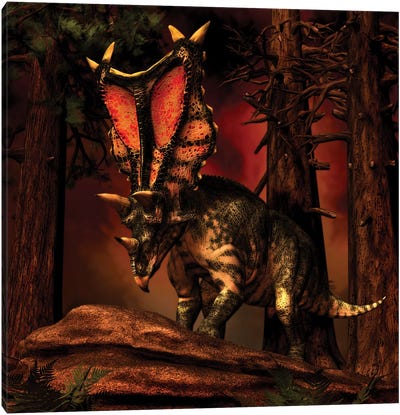 Chasmosaurus Was A Ceratopsid Dinosaur From The Upper Cretaceous Period Canvas Art Print
