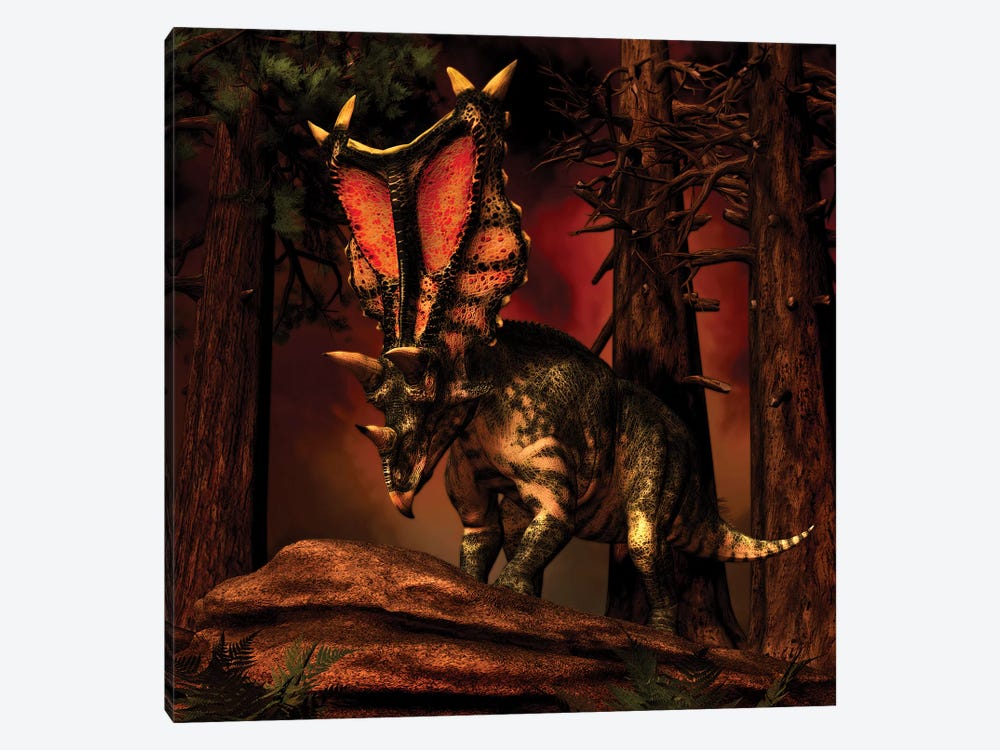 Chasmosaurus Was A Ceratopsid Dinosaur From The Upper Cretaceous Period by Philip Brownlow 1-piece Canvas Art Print