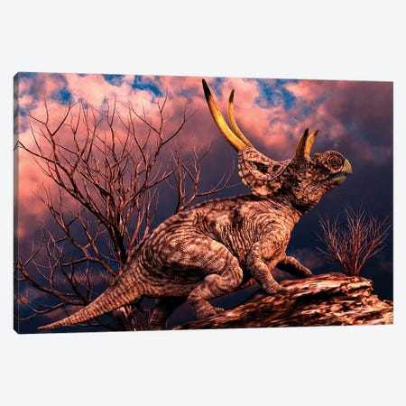 Diabloceratops Was A Ceratopsian Dinosaur From The Cretaceous Period Canvas Print #TRK2725} by Philip Brownlow Canvas Wall Art
