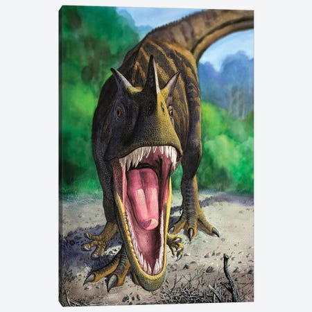 An Angry Ceratosaurus Dentisulcatus Dinosaur Shows Its Fierce Teeth Canvas Print #TRK2731} by Sergey Krasovskiy Canvas Art
