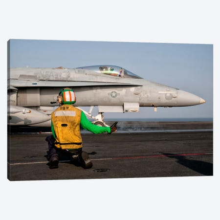 An F/A-18C Is Ready To Launch From The Flight Deck Of USS Eisenhower Canvas Print #TRK276} by Giovanni Colla Canvas Print