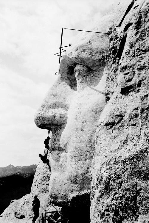 Construction Of George Washington's Face On Mount Rushmore, 1932