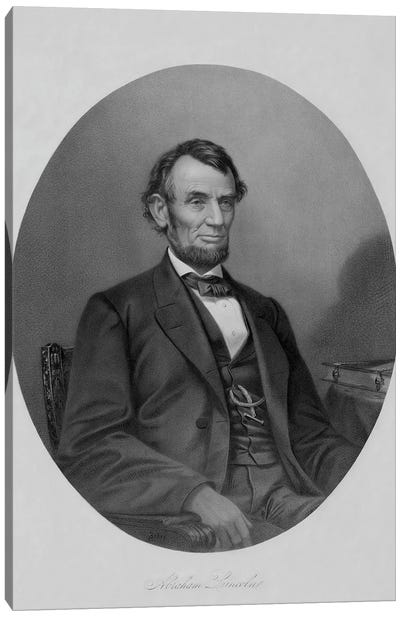 Restored Civil War Artwork Of President Abraham Lincoln Sitting In A Chair Canvas Art Print
