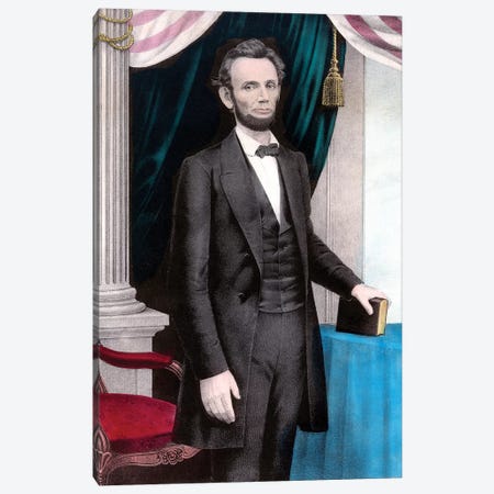 Restored Civil War Era Color Painting Of President Abraham Lincoln Canvas Print #TRK2787} by Stocktrek Images Canvas Wall Art