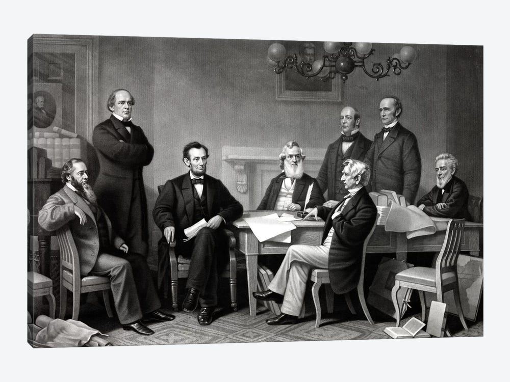 Restored Picture Of President Lincoln Reading The Emancipation Proclamation To His Cabinet by Stocktrek Images 1-piece Art Print