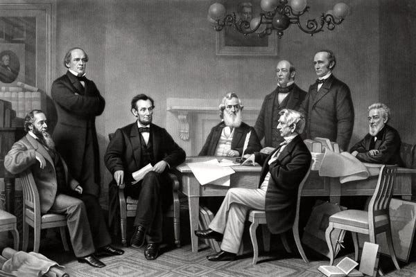 History: Restored Picture Of President Lincoln Reading The Emancipation Proclamation To His Cabinet by Stocktrek Images