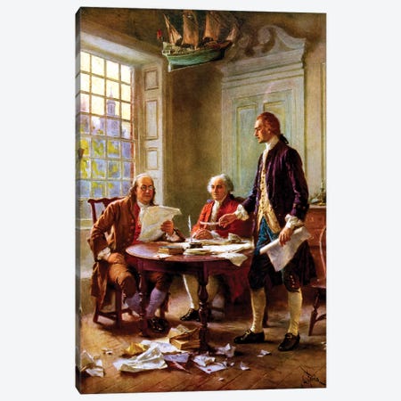Restored Vector Painting Of The Writing Of The Declaration Of Independence Canvas Print #TRK2797} by Stocktrek Images Art Print