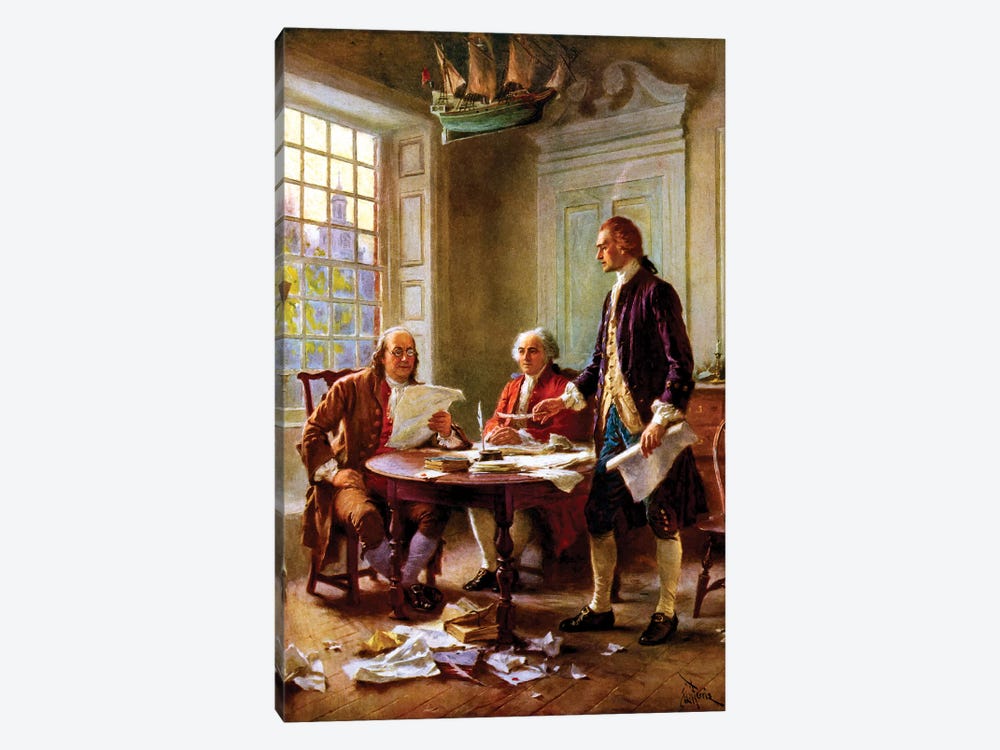 Restored Vector Painting Of The Writing Of The Declaration Of Independence by Stocktrek Images 1-piece Canvas Art