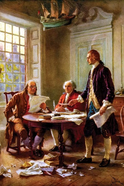 History: Restored Vector Painting Of The Writing Of The Declaration Of Independence by Stocktrek Images