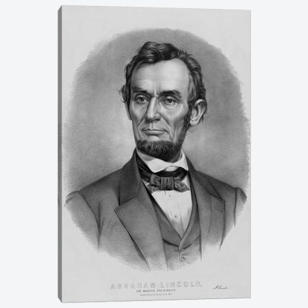 Restored Vintage Abraham Lincoln Print Canvas Print #TRK2799} by Stocktrek Images Canvas Wall Art