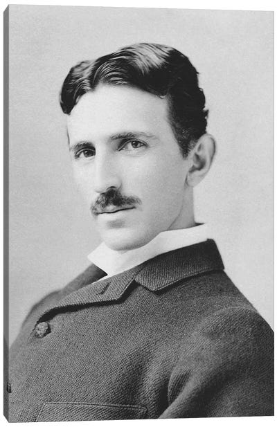 Inventor And Scientist Nikola Tesla Circa 1890 Canvas Art Print - Vintage & Retro Photography