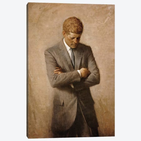 Portrait Painting Of President John Fitzgerald Kennedy Canvas Print #TRK2809} by Stocktrek Images Canvas Wall Art