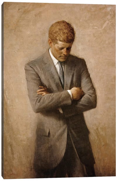 Portrait Painting Of President John Fitzgerald Kennedy Canvas Art Print - Political & Historical Figure Art