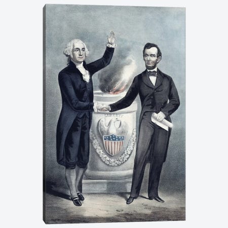 President Washington And President Lincoln Shaking Hands Canvas Print #TRK2816} by Stocktrek Images Canvas Art