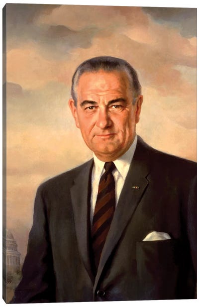 Presidential Portait Of Lyndon Baines Johnson Canvas Art Print - Lyndon B. Johnson