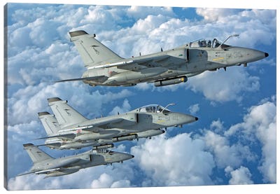 Formation Of Italian Air Force AMX-ACOL Aircraft Over Italy Canvas Art Print