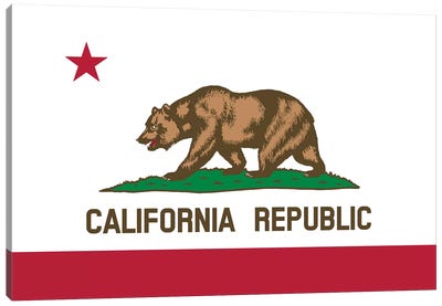 The Bear Flag, State Of California Canvas Art Print - Bear Art