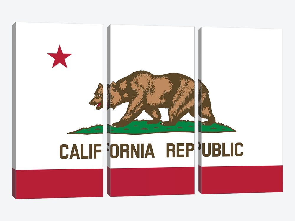 The Bear Flag, State Of California by Stocktrek Images 3-piece Art Print