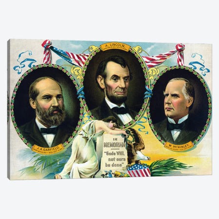 Vintage Print Of Presidents James Garfield, Abraham Lincoln, And William Mckinley Canvas Print #TRK2827} by Stocktrek Images Canvas Print