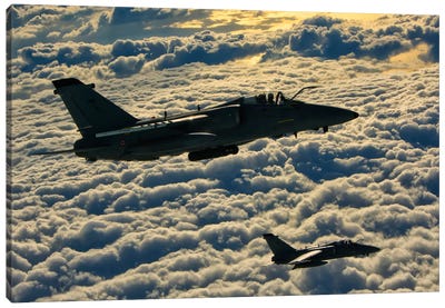 Italian Air Force AMX-ACOL Aircraft Flying Above The Clouds Canvas Art Print