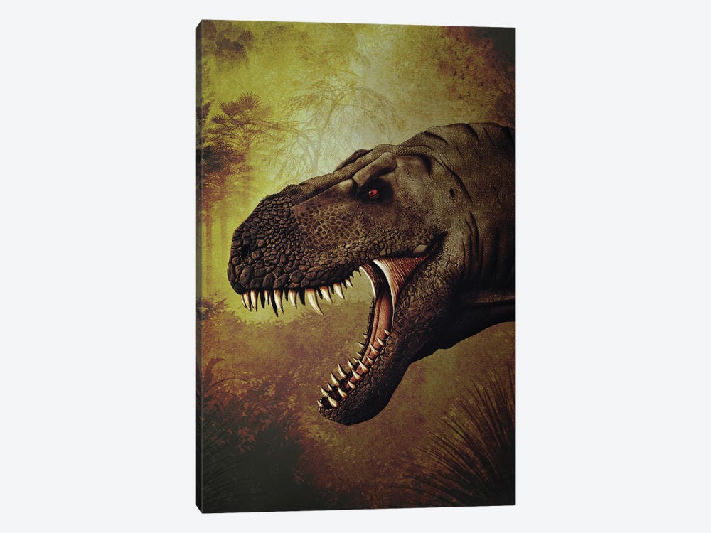 T-rex portrait. by Aram Papazyan 1-piece Canvas Wall Art