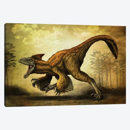 Utahraptor, a large dromaeosaur dinosaur from the Cretaceous Period. Canvas Print #TRK2842} by Aram Papazyan Canvas Artwork