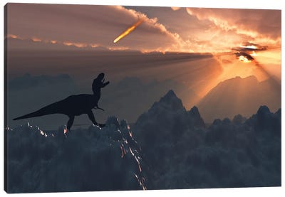 A giant asteroid hitting the Earth during the Cretaceous-Paleogene Extinction Event. Canvas Art Print