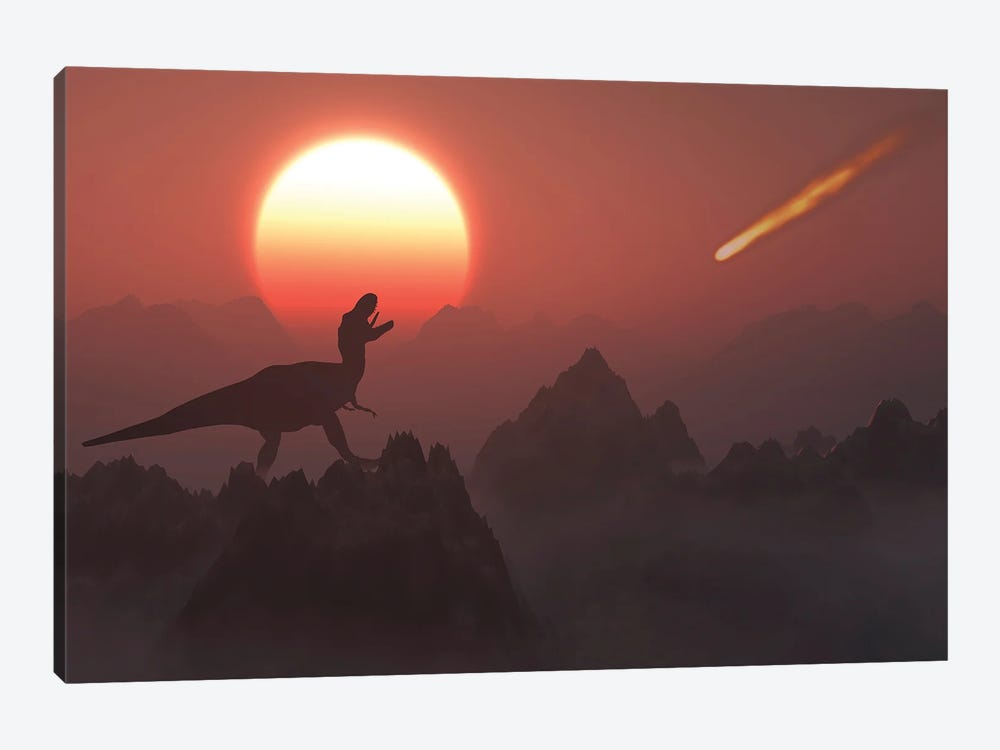A giant asteroid hitting the Earth during the Cretaceous-Paleogene Extinction Event. by Mark Stevenson 1-piece Canvas Wall Art