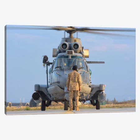 Royal Saudi Air Force AS532 Cougar CSAR Helicopter Canvas Print #TRK285} by Giovanni Colla Canvas Wall Art