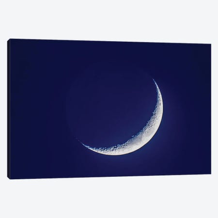 4-Day Old Waxing Crescent Moon In Blue Twilight. Canvas Print #TRK2866} by Alan Dyer Art Print