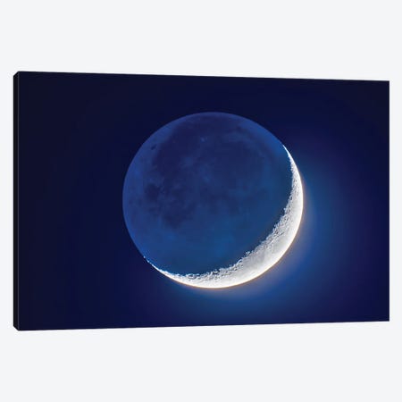 4-Day Old Waxing Crescent Moon With Earthshine. Canvas Print #TRK2867} by Alan Dyer Canvas Print