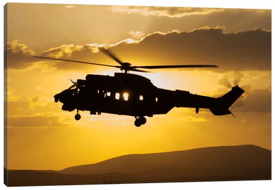 Turkish Air Force AS532 Cougar CSAR Helicopter Flying Over Turkey Canvas Art Print - Helicopter Art