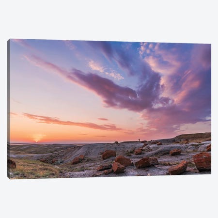 A Colorful Sunset At The Red Rock Coulee Natural Area In Southeast Alberta, Canada. Canvas Print #TRK2883} by Alan Dyer Canvas Artwork