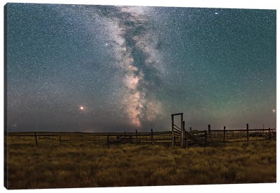 A Partial Panorama Of The Summer Sky And Milky Way In The Frenchman Valley, Canada. Canvas Art Print - Alan Dyer