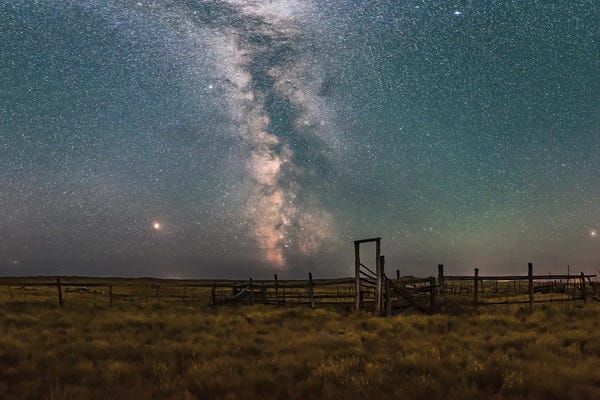 A Partial Panorama Of The Summer Sky And Milky Way In The Frenchman Valley, Canada.
