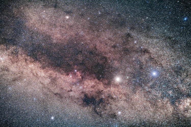 Alpha And Beta Centauri And The Dark Lanes Of Centaurus In The Southern Milky Way.