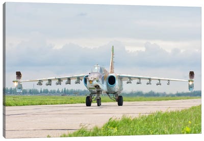 Ukrainian Air Force Su-25 Taxiing At Mykolaiv Air Base Canvas Art Print