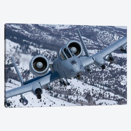 A-10C Thunderbolt Flies Over The Snowy Idaho Countryside I Canvas Print #TRK292} by HIGH-G Productions Canvas Artwork