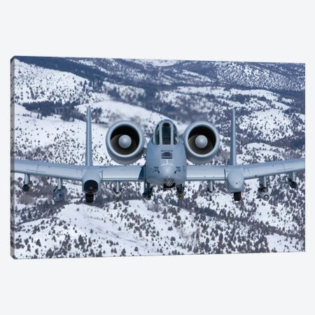 A-10C Thunderbolt Flies Over The Snowy Idaho Countryside II Canvas Print #TRK293} by HIGH-G Productions Canvas Art