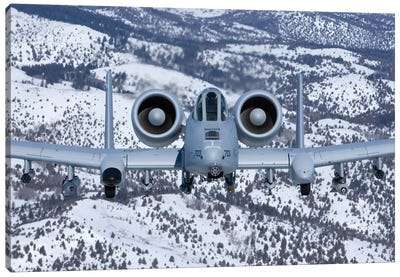 A-10C Thunderbolt Flies Over The Snowy Idaho Countryside II Canvas Art Print