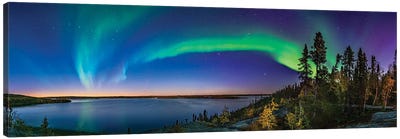 Auroral Arc In The Twilight At Prelude Lake, Canada. Canvas Art Print