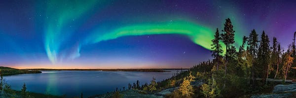 Auroral Arc In The Twilight At Prelude Lake, Canada.