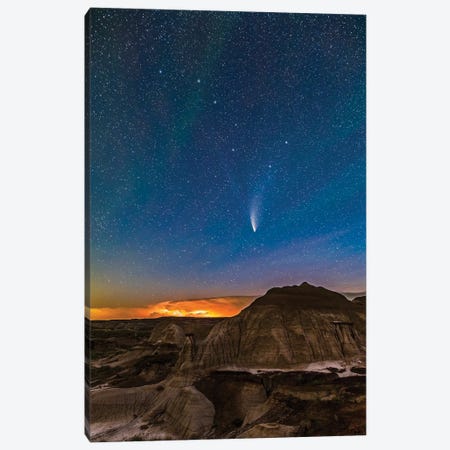 Comet Neowise And Big Dipper Over Dinosaur Provincial Park, Alberta, Canada. Canvas Print #TRK2967} by Alan Dyer Canvas Wall Art
