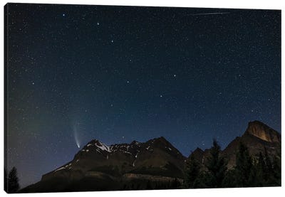 Comet Neowise And Ursa Major Over Mount Wilson, Alberta, Canada. Canvas Art Print - Alan Dyer