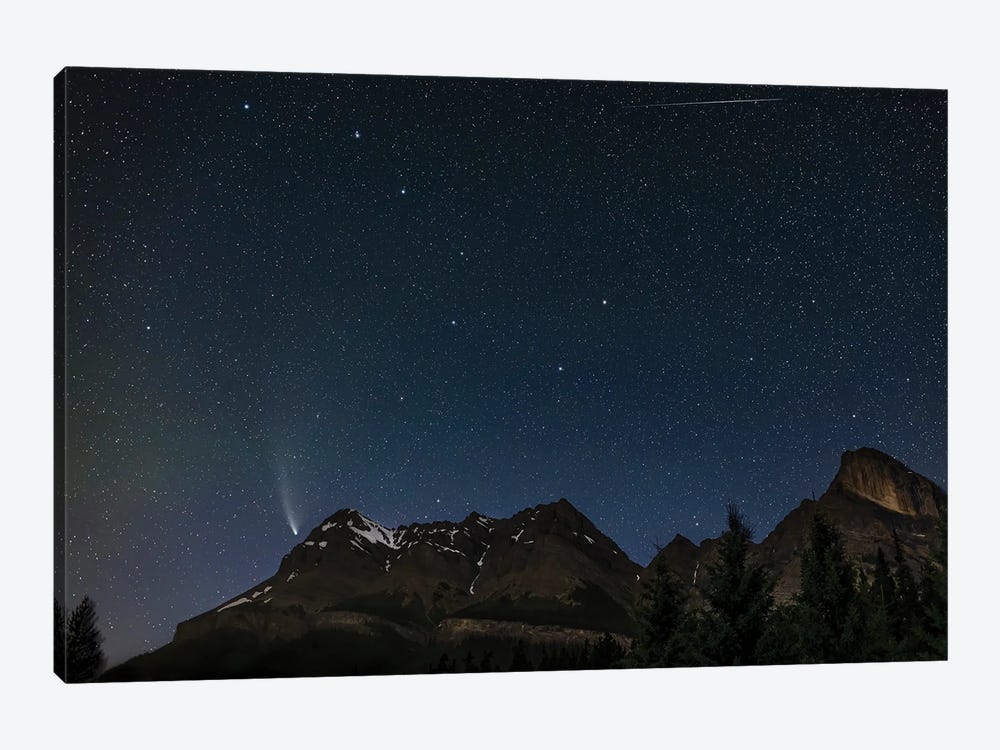 Comet Neowise And Ursa Major Over Mount Wilson, Alberta, Canada. by Alan Dyer 1-piece Canvas Wall Art